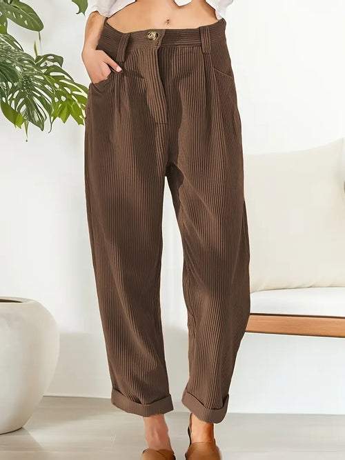Pantaloni A Coste Caldo-Leggero