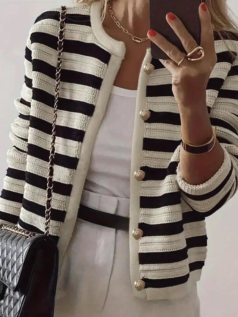 Cardigan A Righe Leggero-Caldo