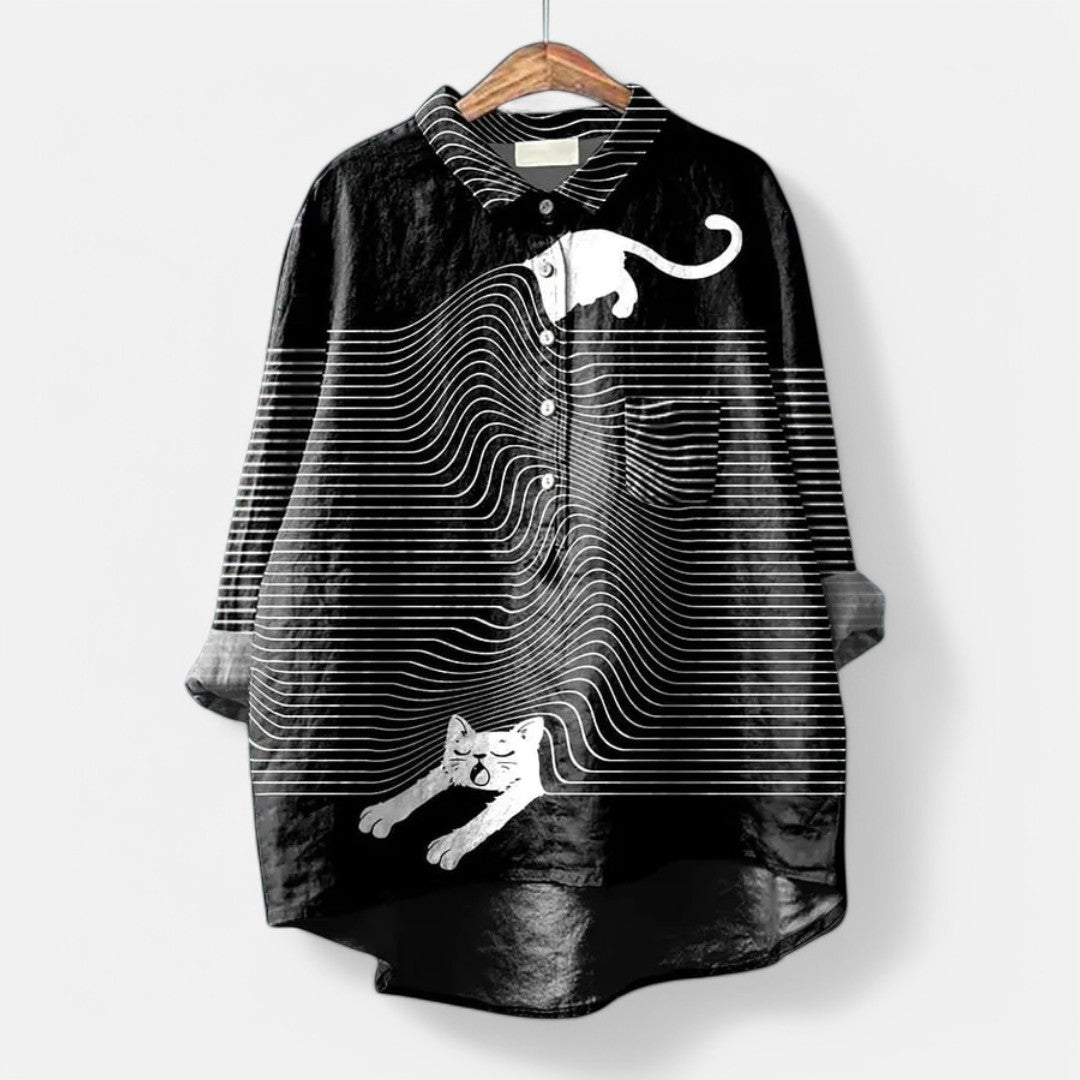 Dog-Print Comfort Blouse