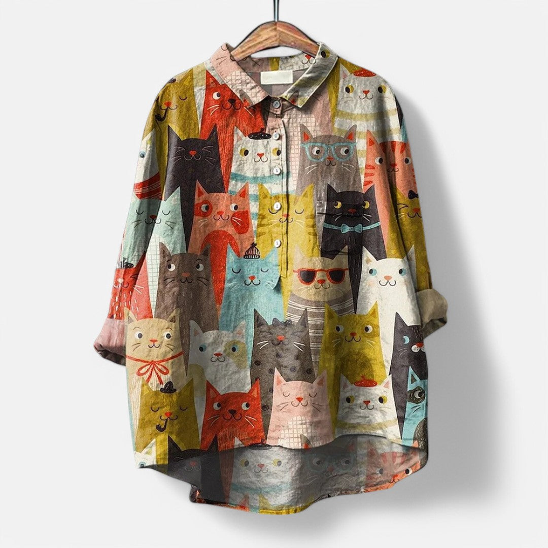 Dog-Print Comfort Blouse