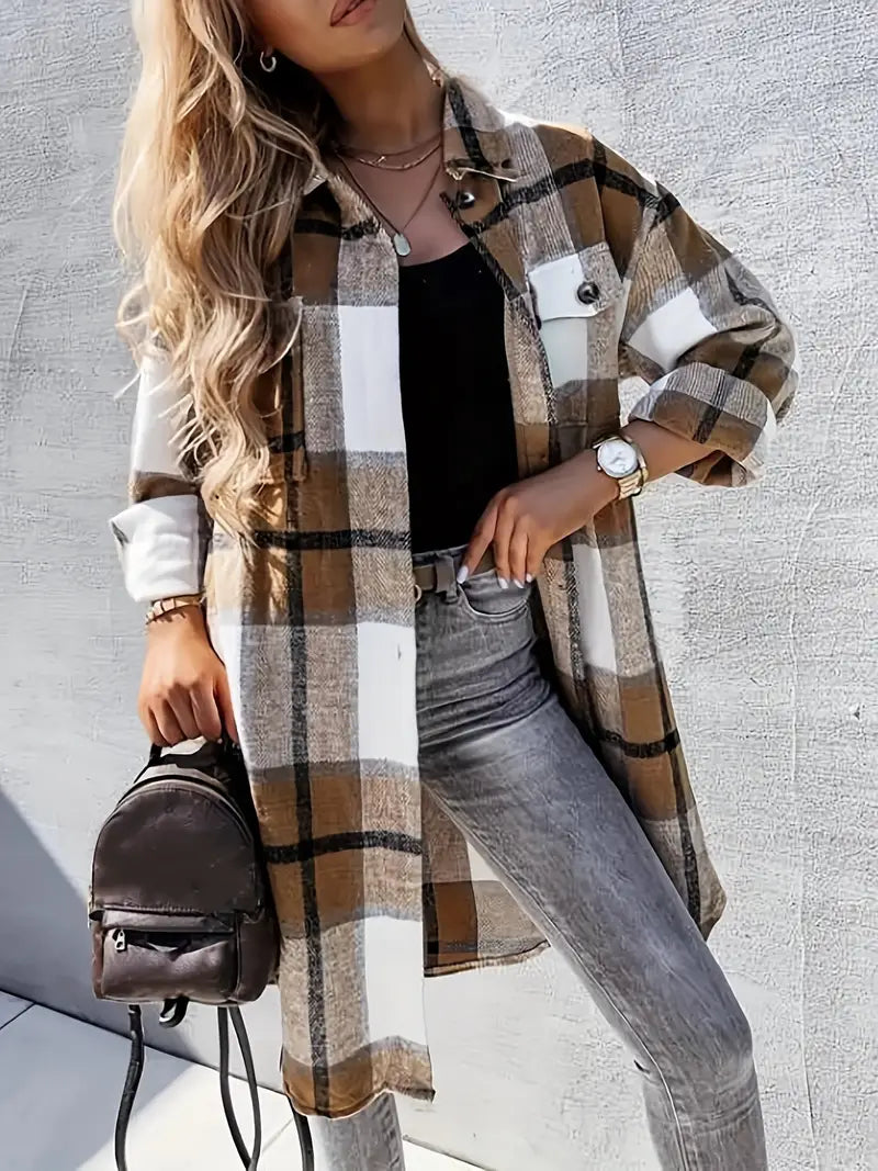 Giacca Lunga Tartan Calda-Morbida
