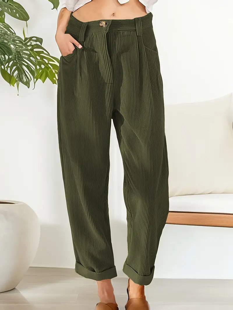 Pantaloni A Coste Caldo-Leggero
