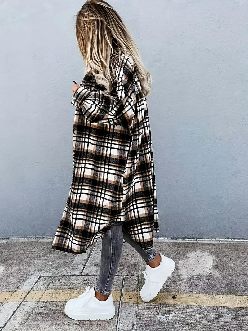 Giacca Lunga Tartan Calda-Morbida