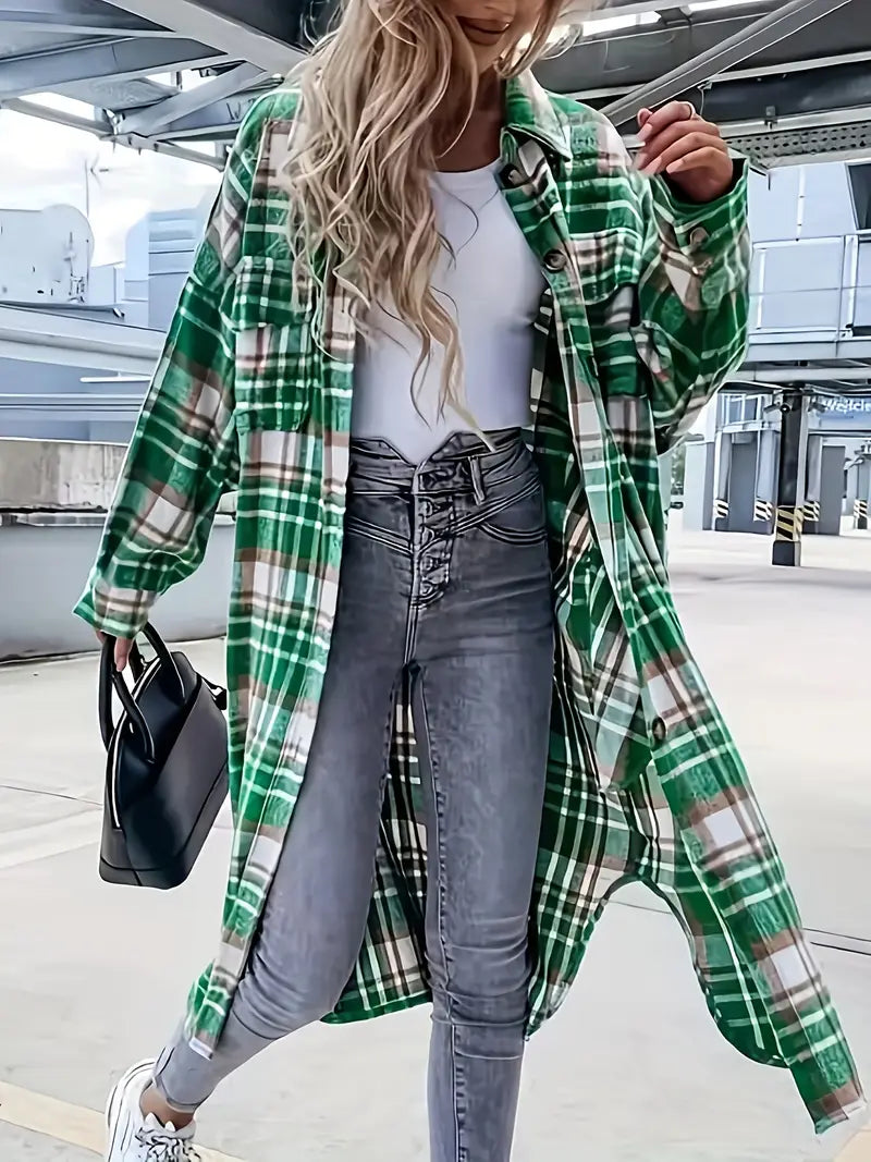Giacca Lunga Tartan Calda-Morbida