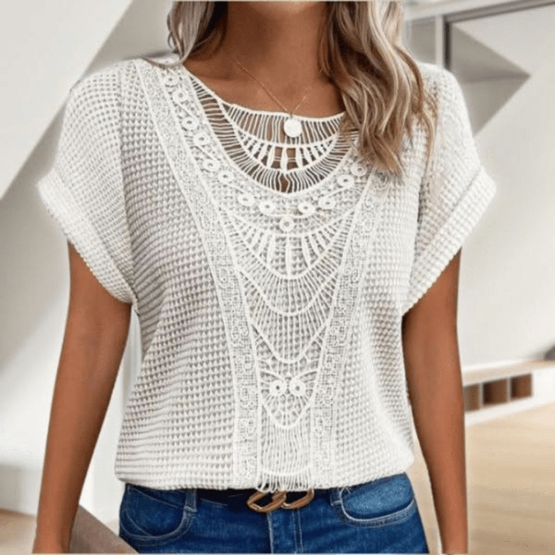 Lace-Accent Ibiza Blouse
