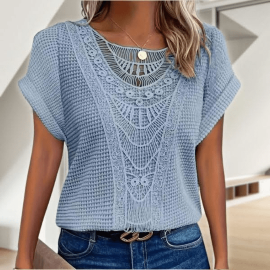 Lace-Accent Ibiza Blouse