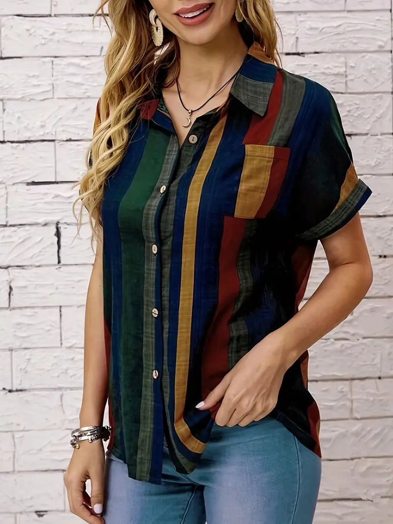 Blusa No-Stiro A Righe