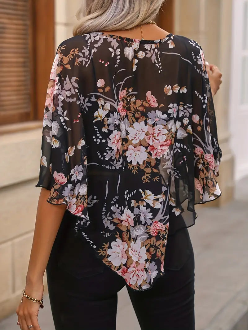 Blusa Floreale Taglio-Snellente