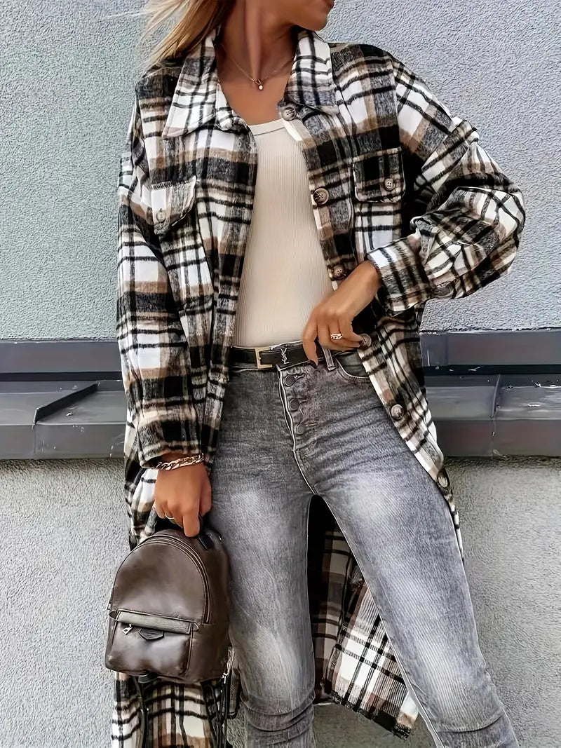 Giacca Lunga Tartan Calda-Morbida