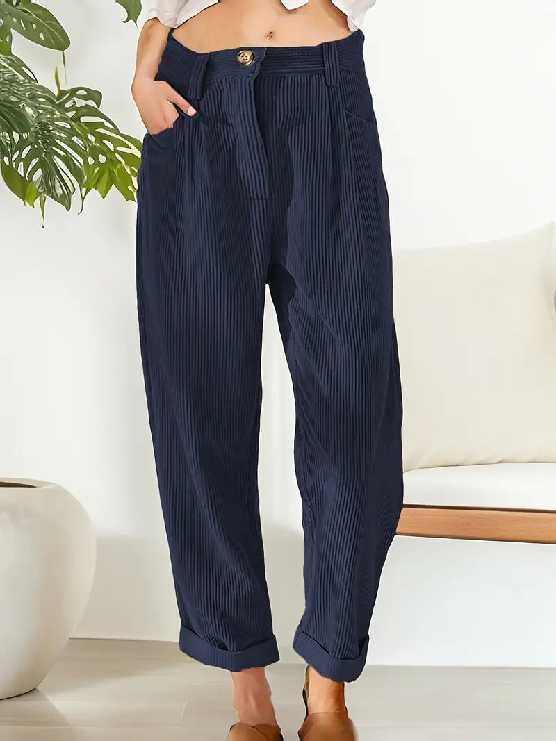 Pantaloni A Coste Caldo-Leggero