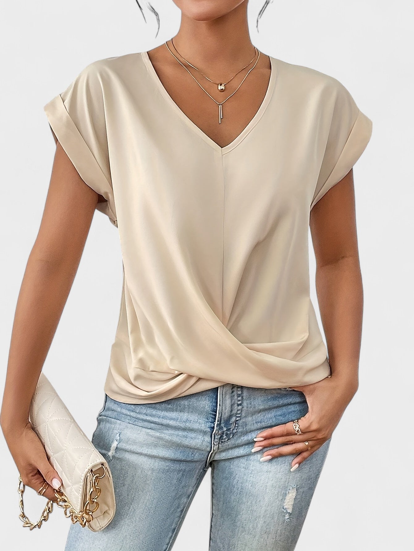 Top chic con scollo a V incrociato