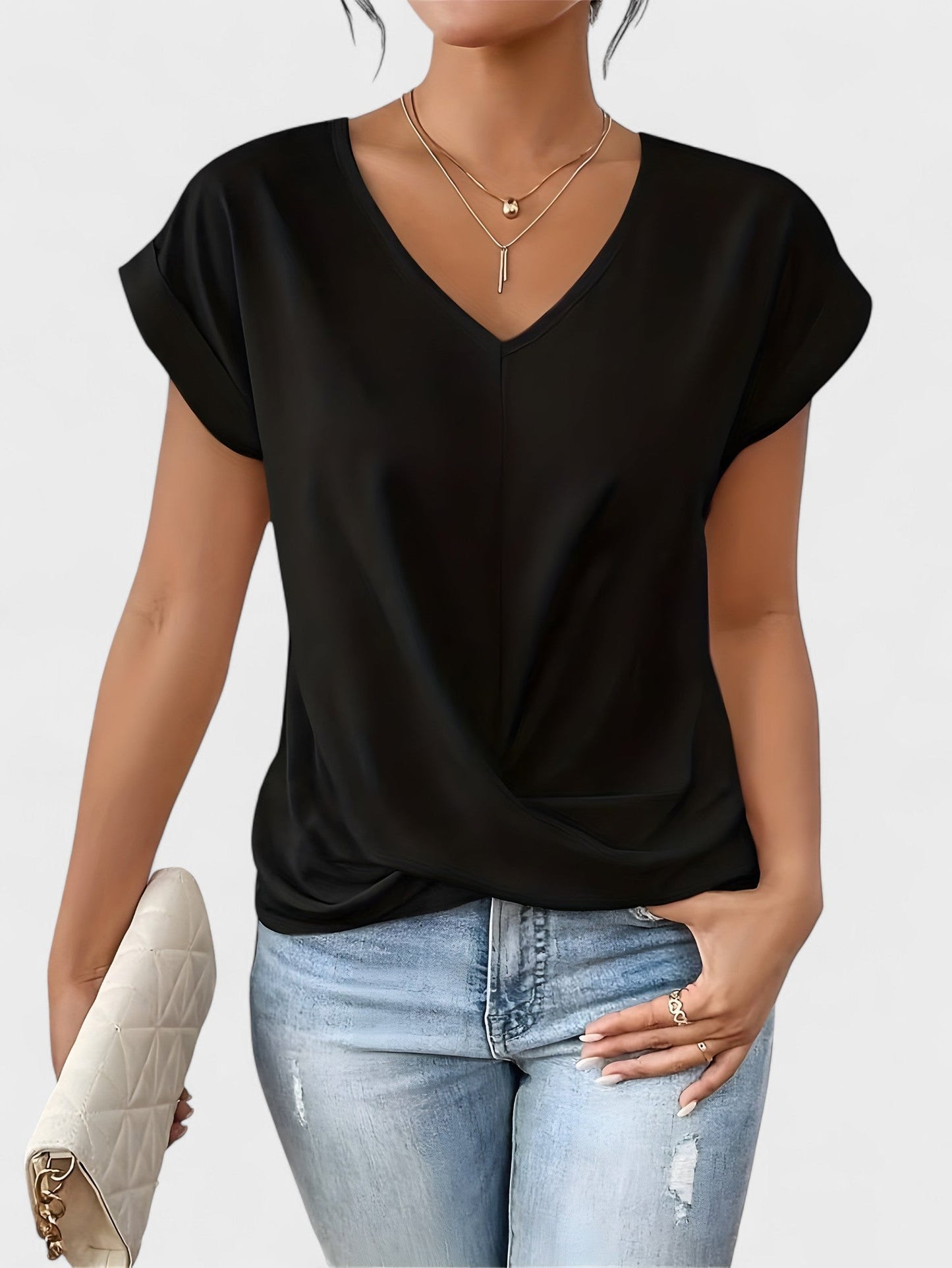 Top chic con scollo a V incrociato