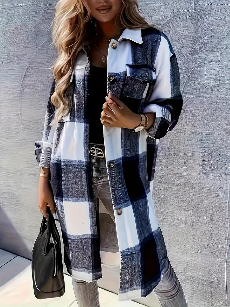 Giacca Lunga Tartan Calda-Morbida