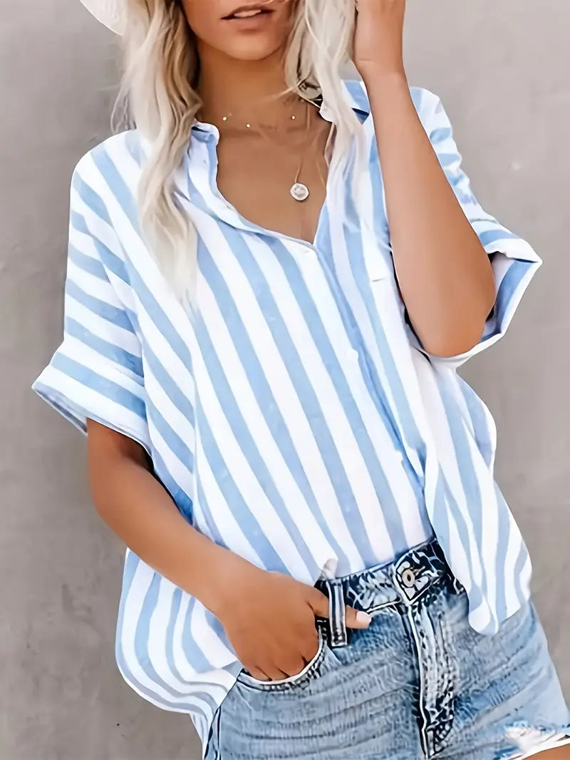 Blusa A Righe Anti-Piega