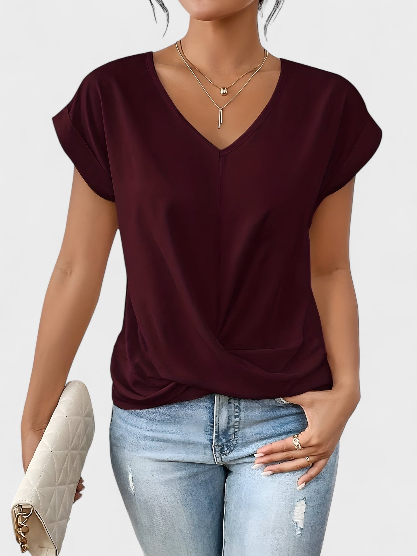 Top chic con scollo a V incrociato