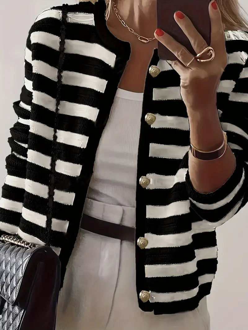 Cardigan A Righe Leggero-Caldo