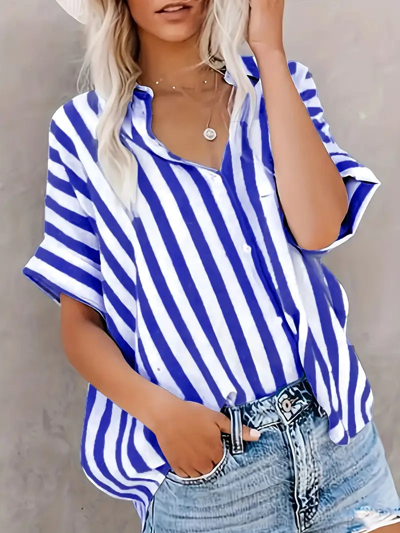 Blusa A Righe Anti-Piega