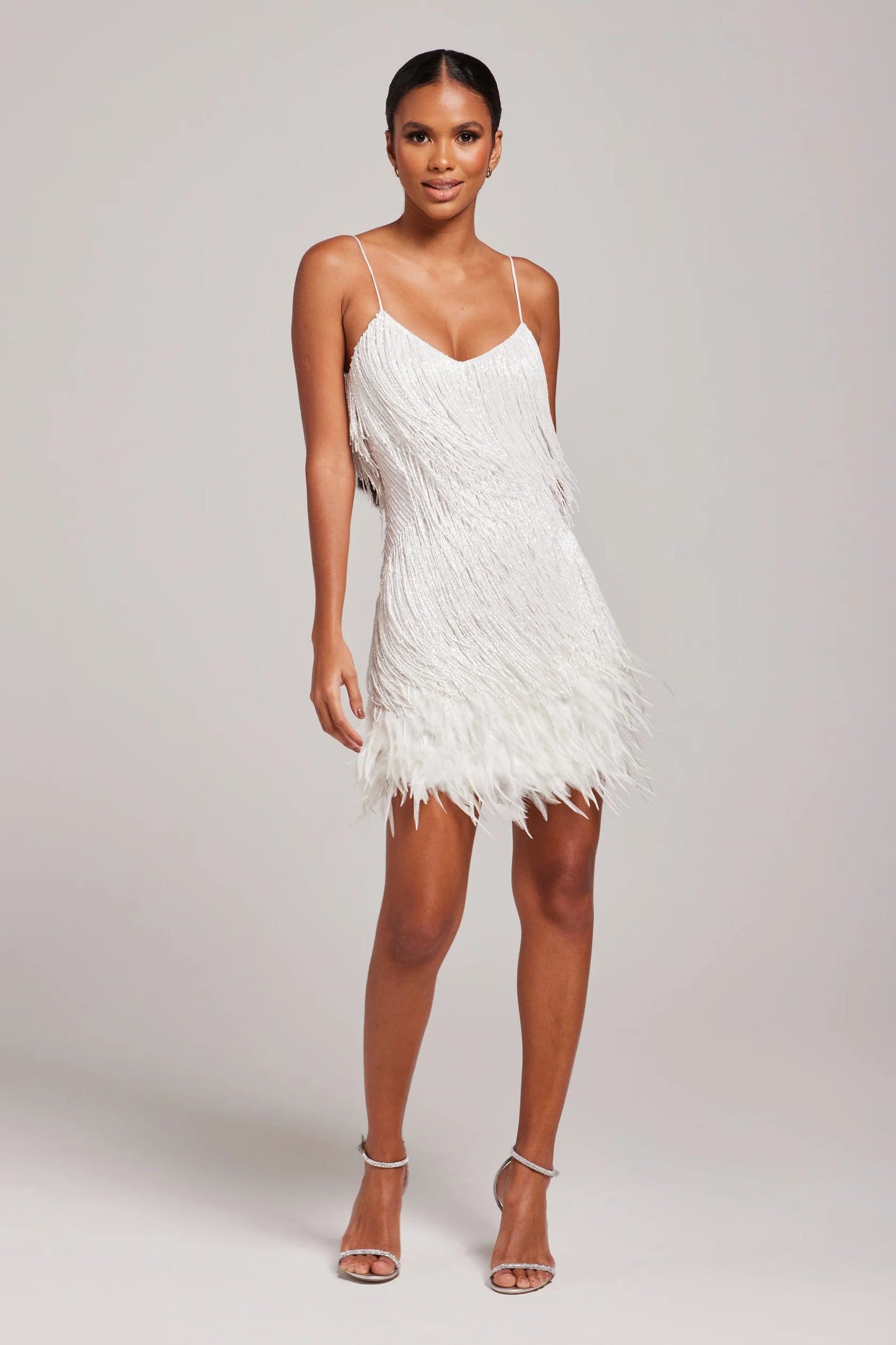 Feather-Adorned Mini Dress