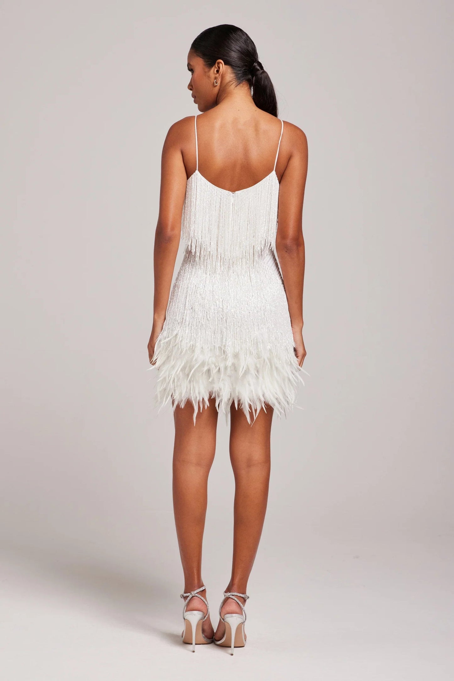 Feather-Adorned Mini Dress