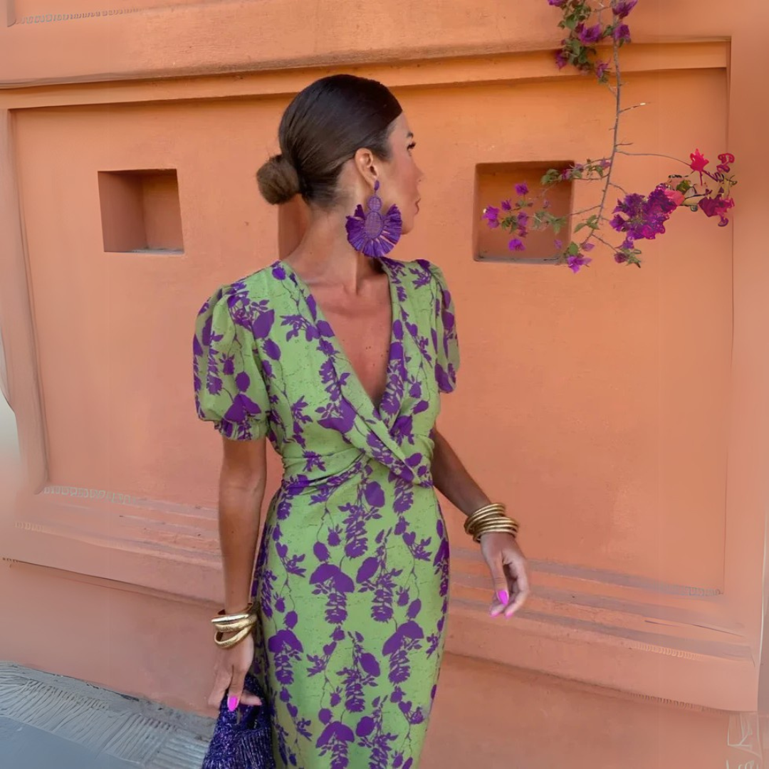 Vintage-Chic Floral Midikleid