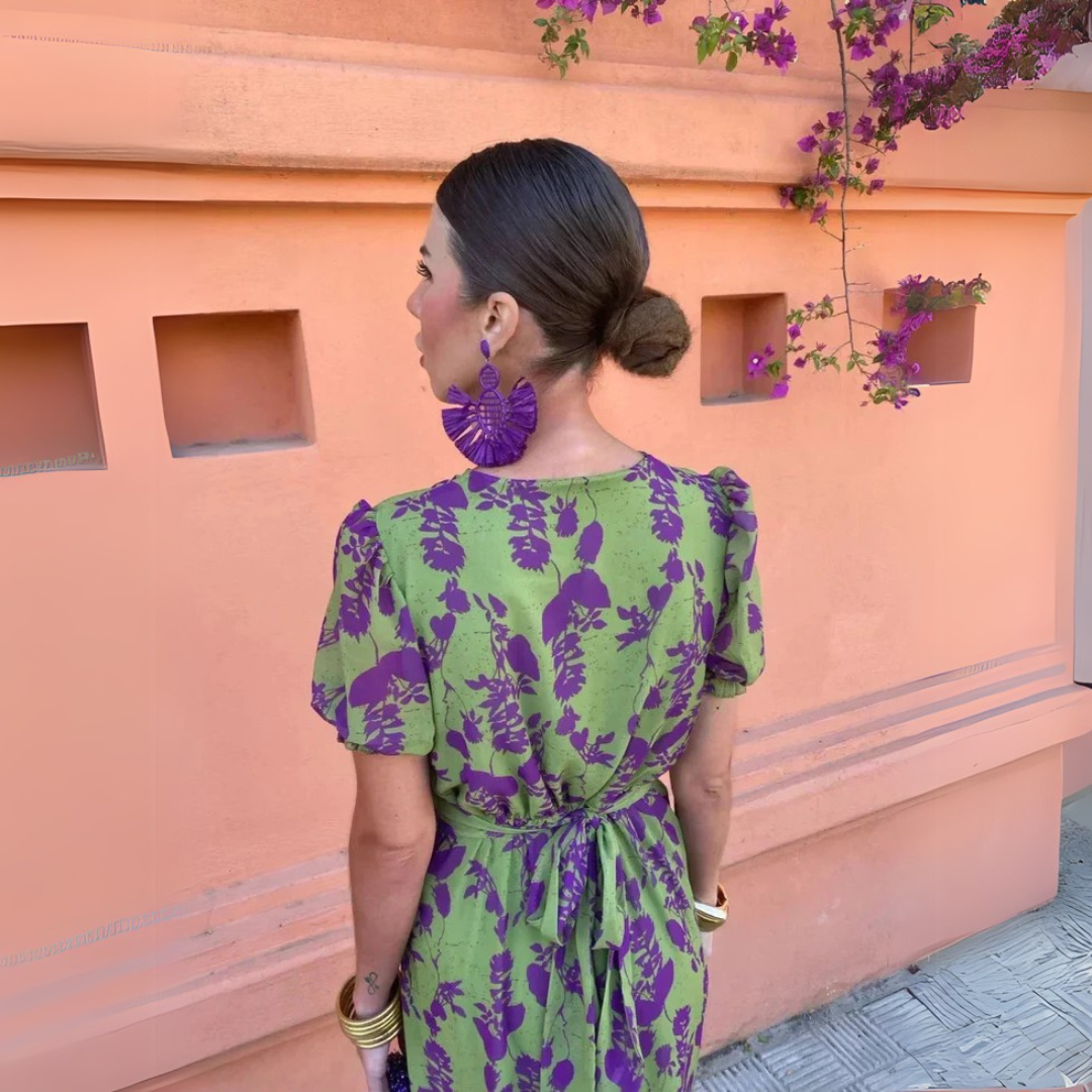 Vintage-Chic Floral Midikleid