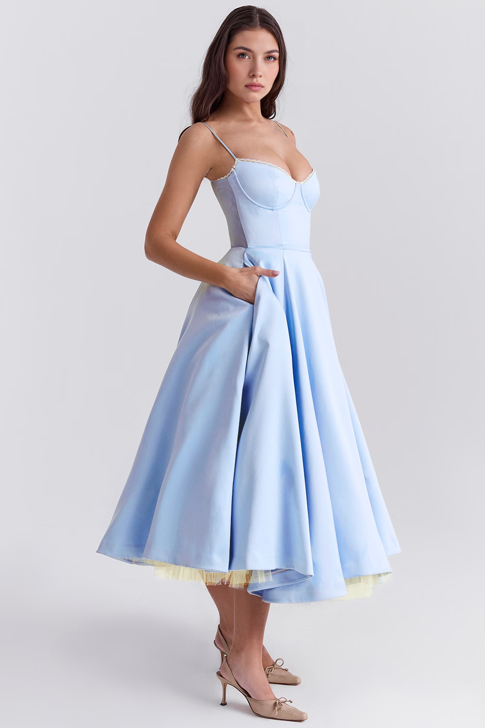 Satin Eleganza Midi Dress