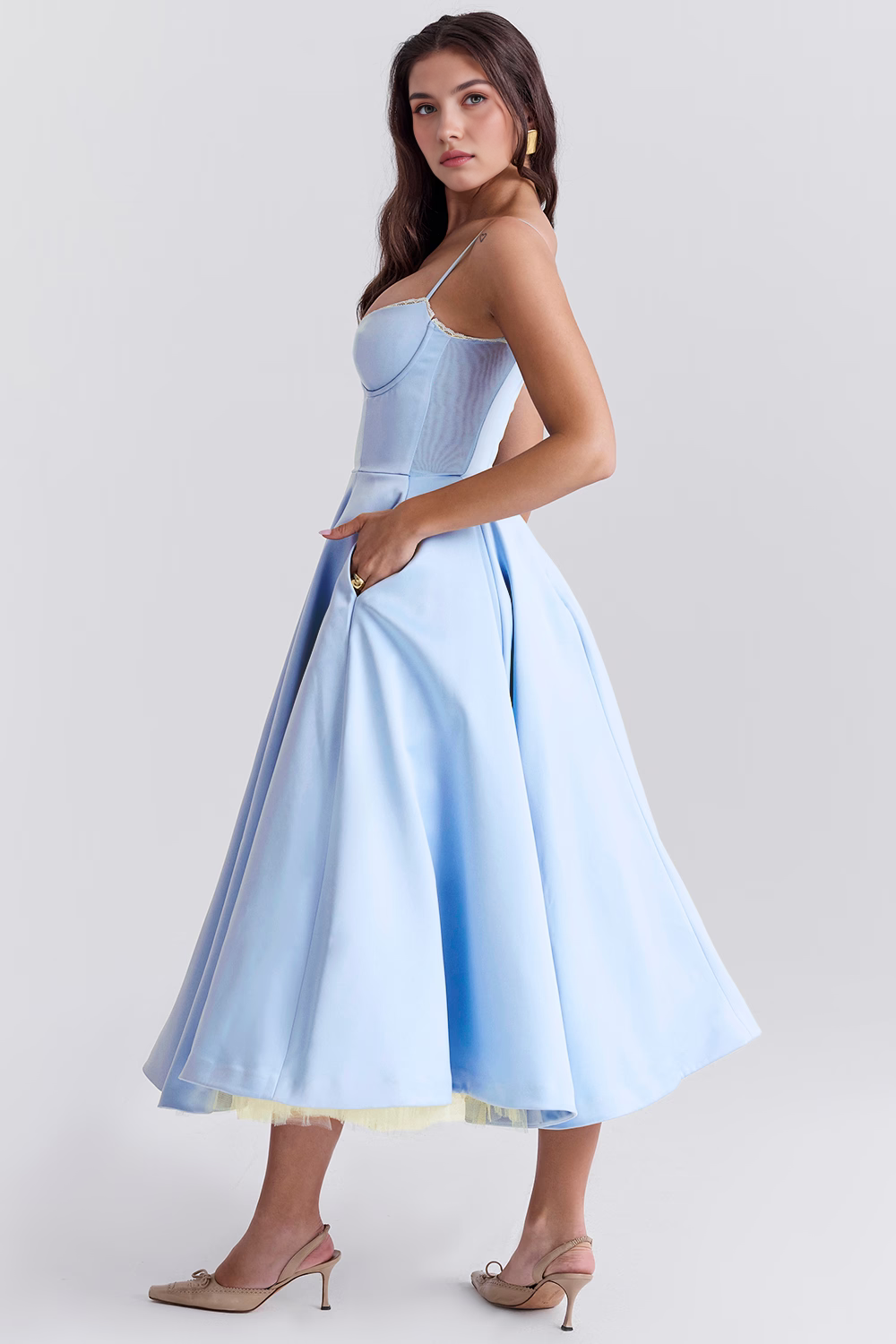 Satin Eleganza Midi Dress