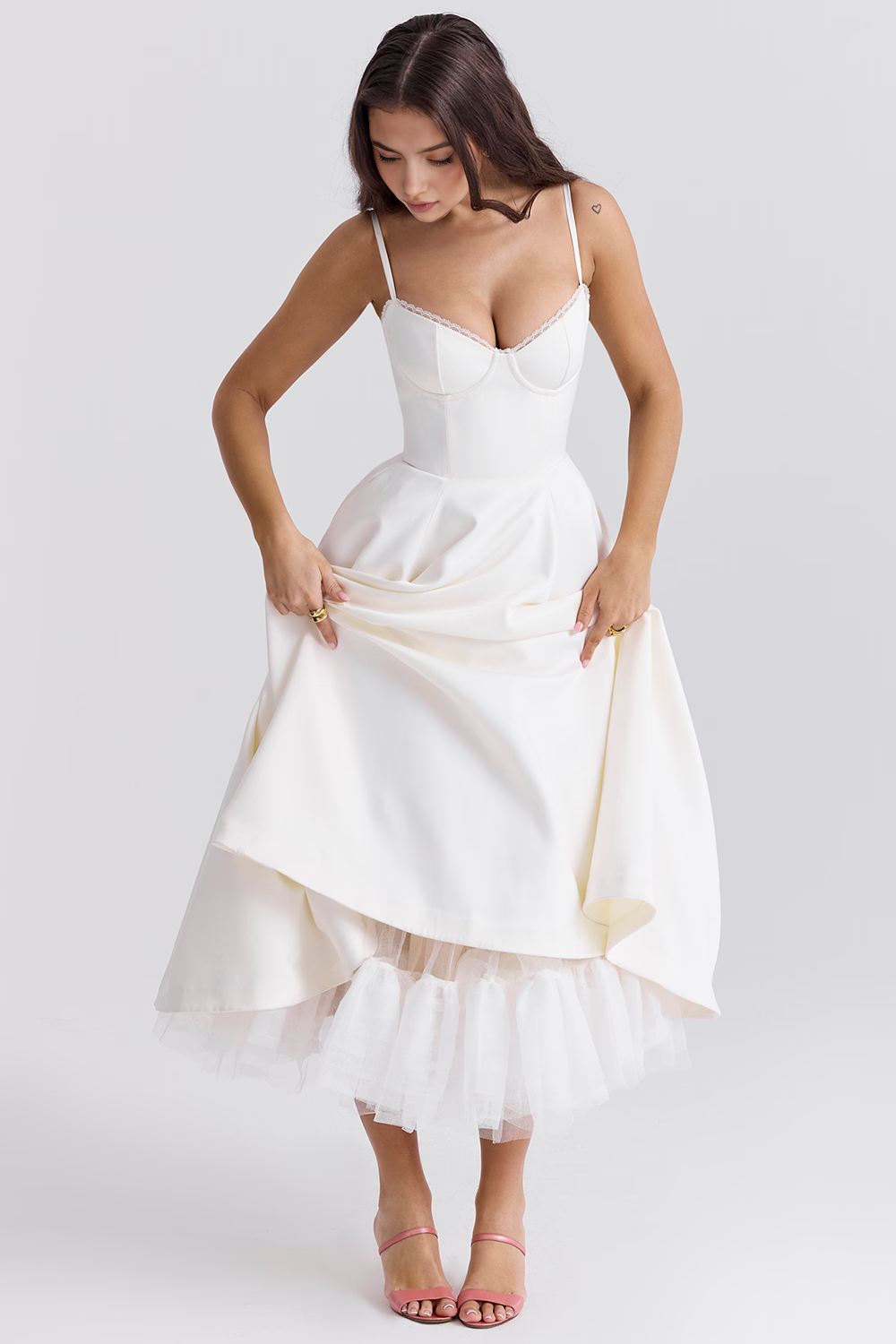 Satin Eleganza Midi Dress