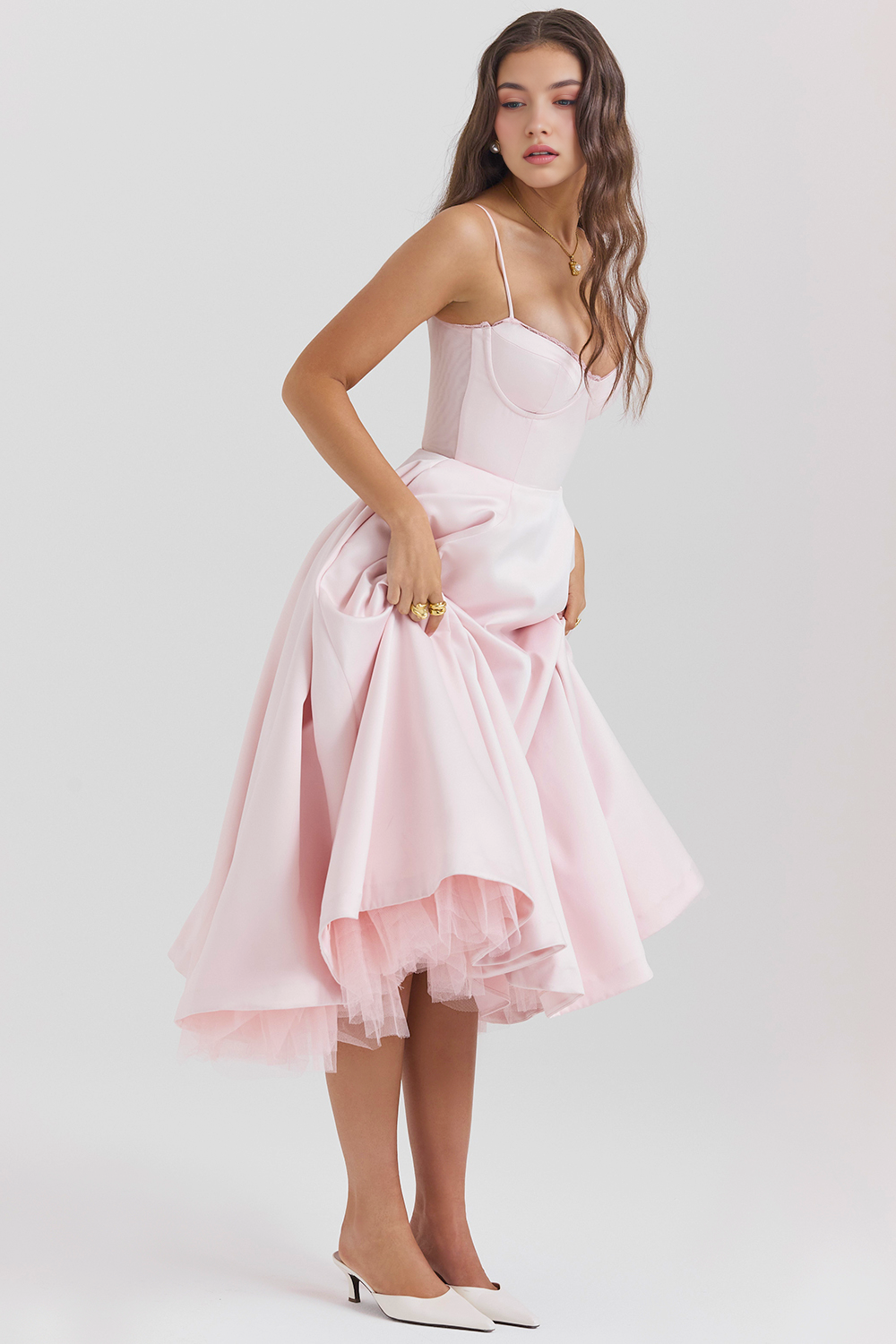 Satin Eleganza Midi Dress