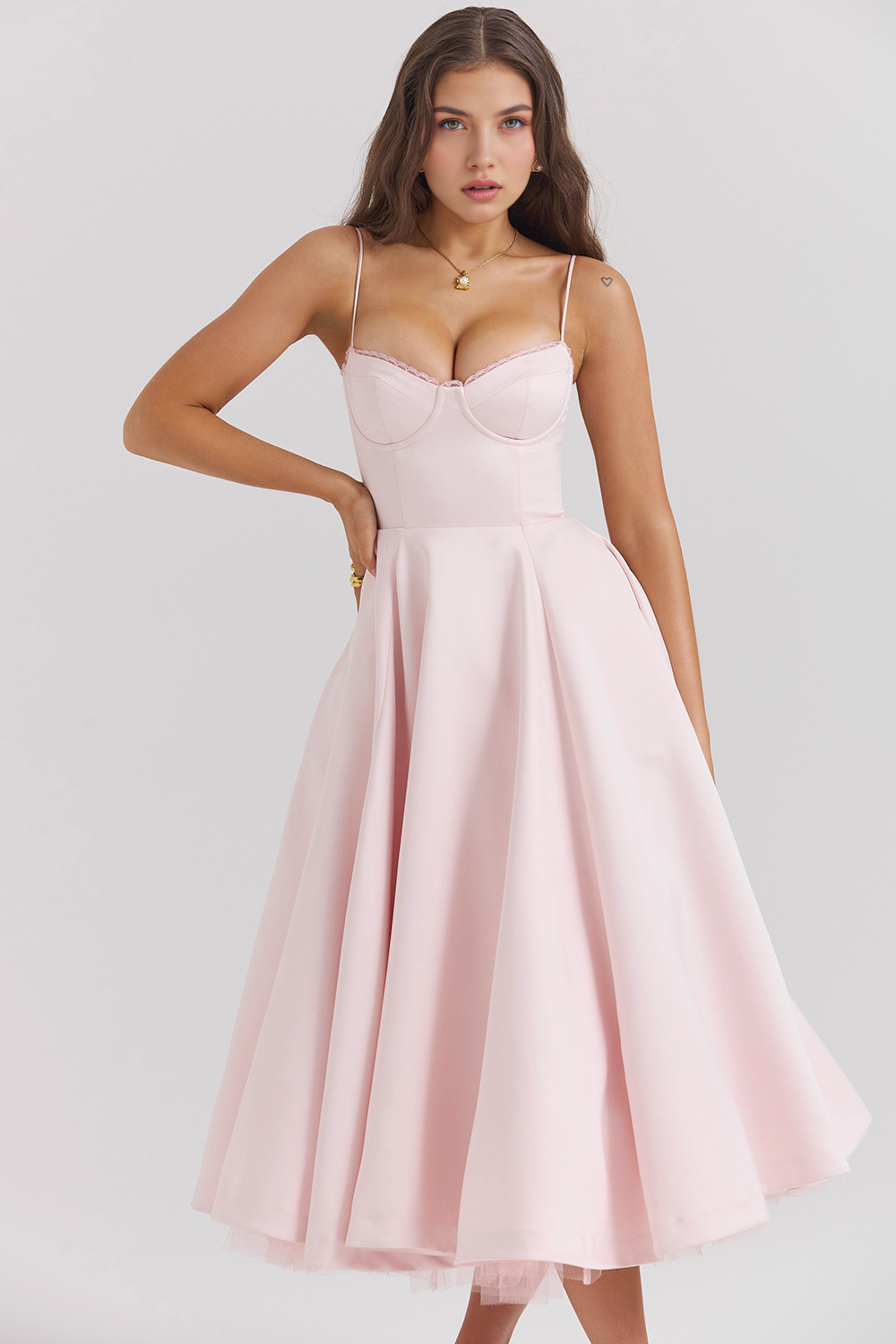 Satin Eleganza Midi Dress