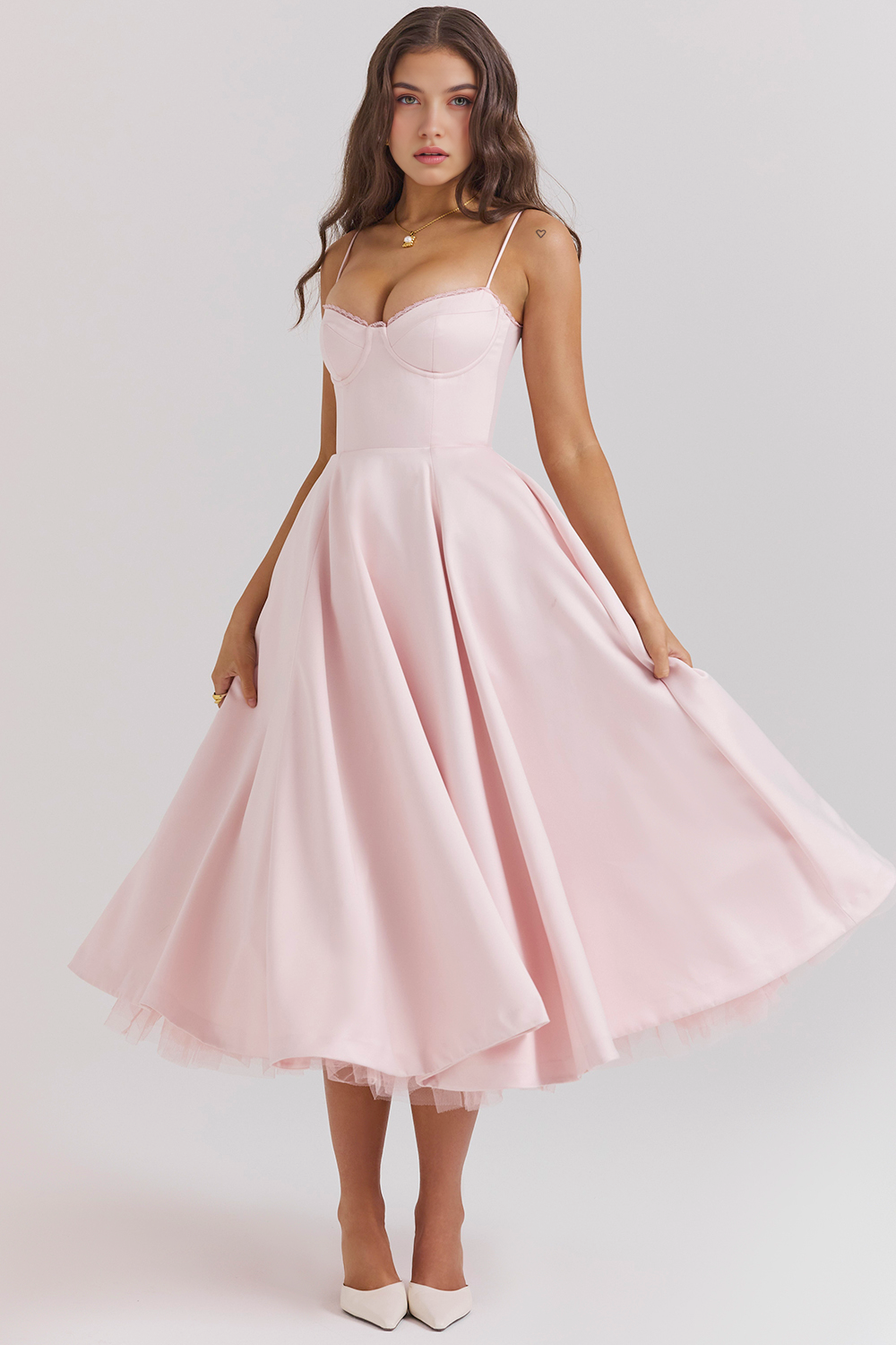 Satin Eleganza Midi Dress