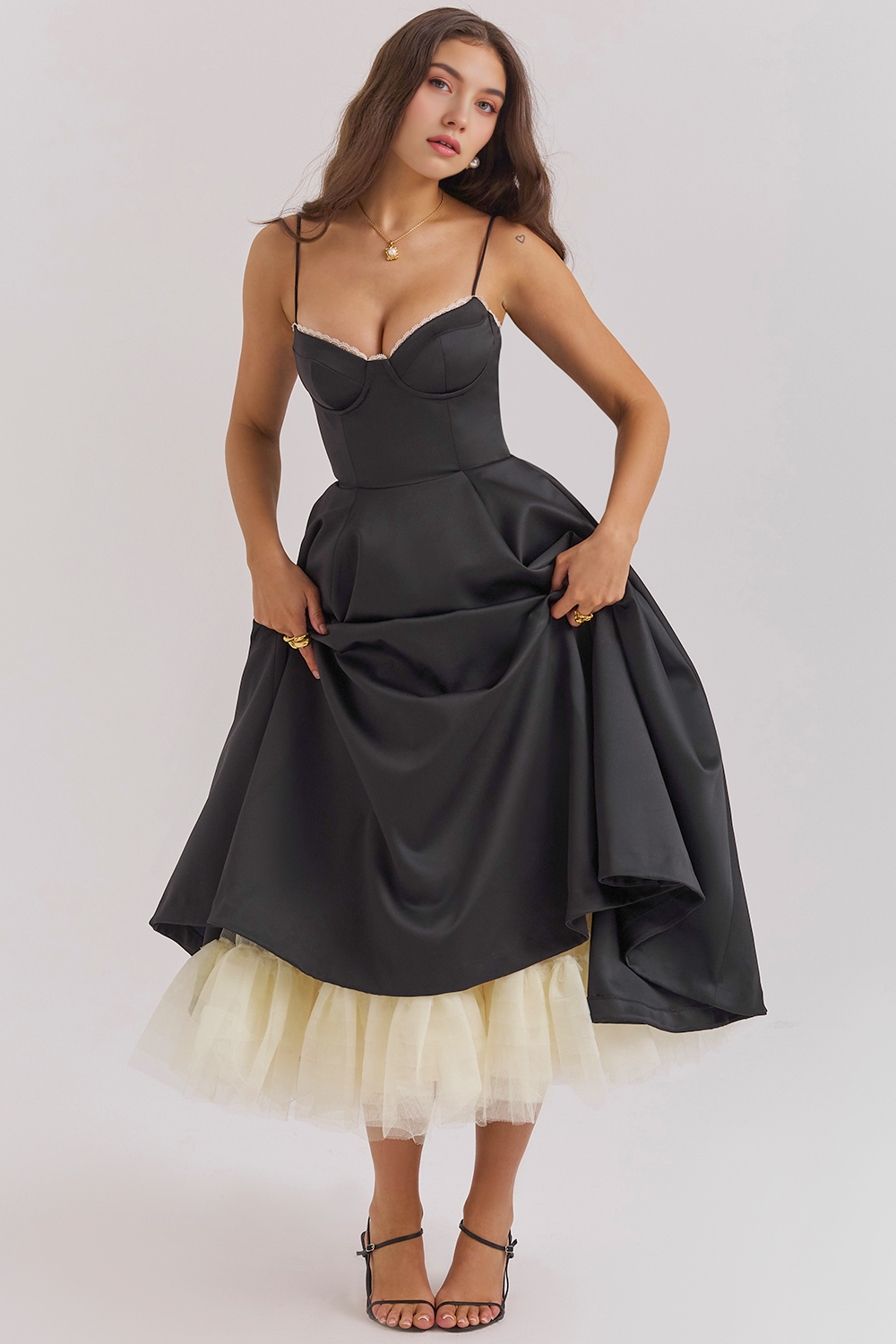 Satin Eleganza Midi Dress