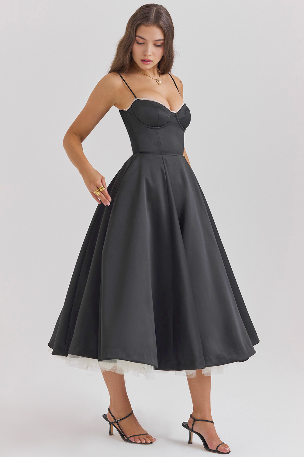 Satin Eleganza Midi Dress