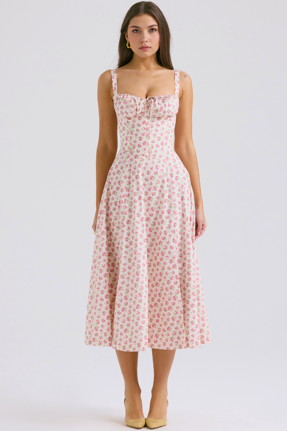 Lace-Up Midi Dress
