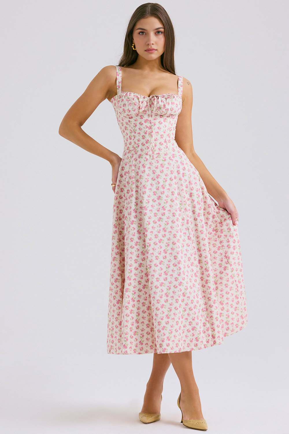 Lace-Up Midi Dress