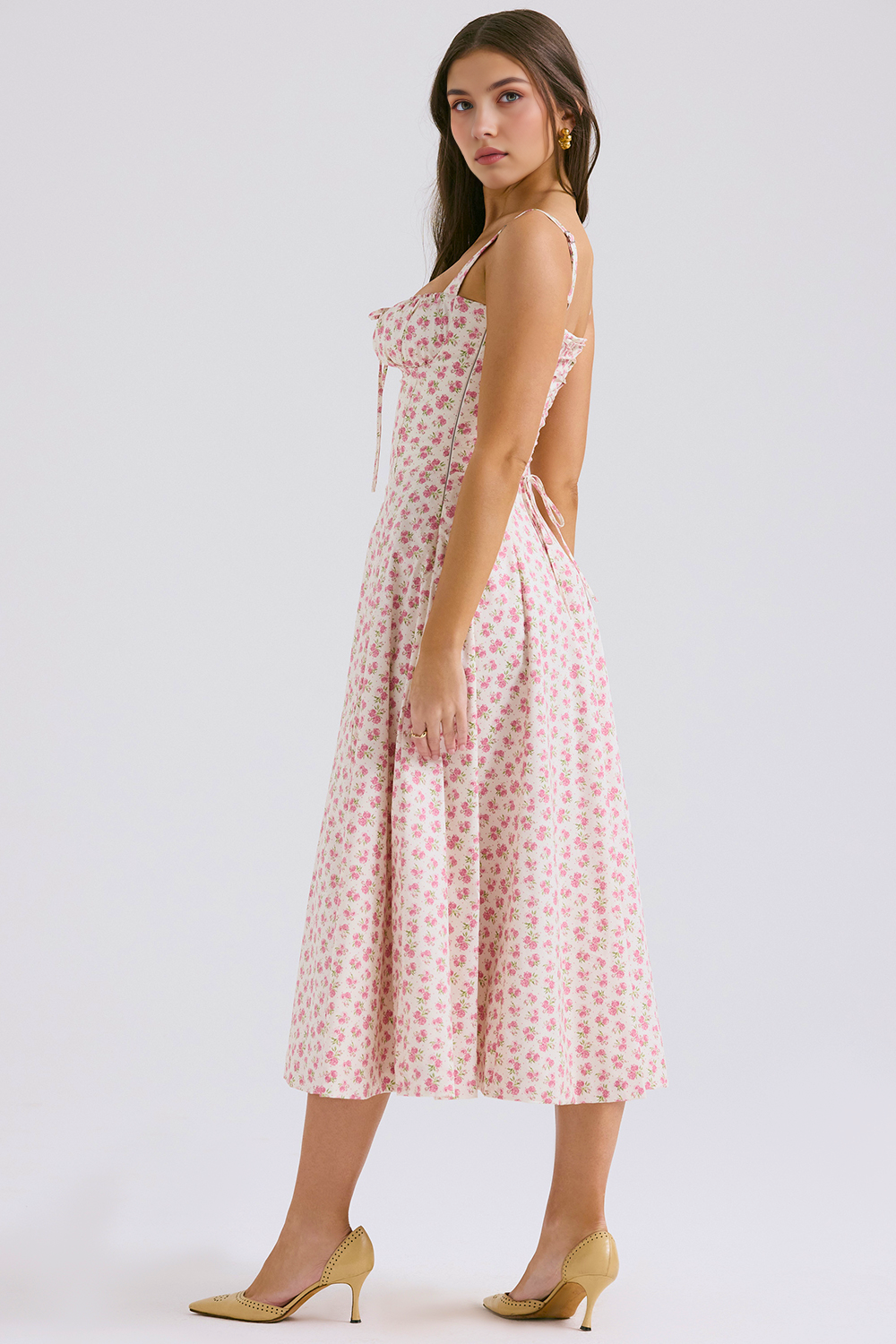 Lace-Up Midi Dress