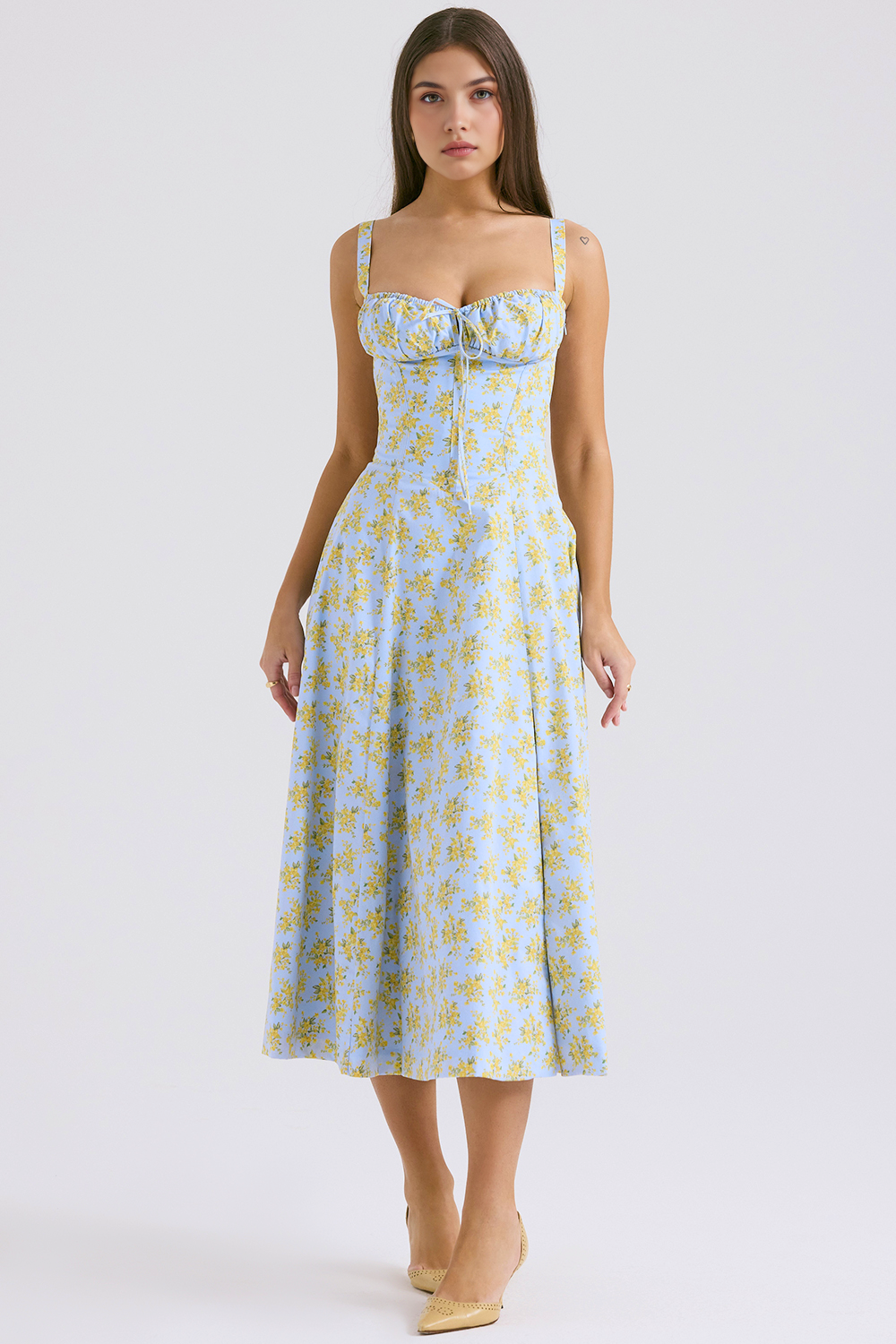 Lace-Up Midi Dress