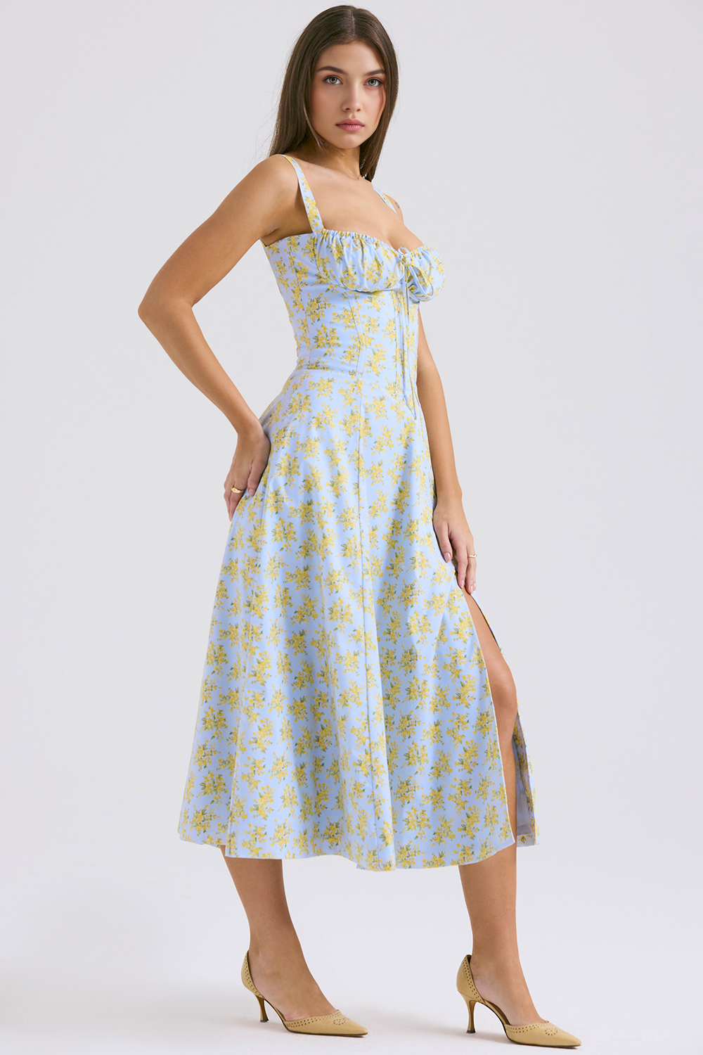 Lace-Up Midi Dress