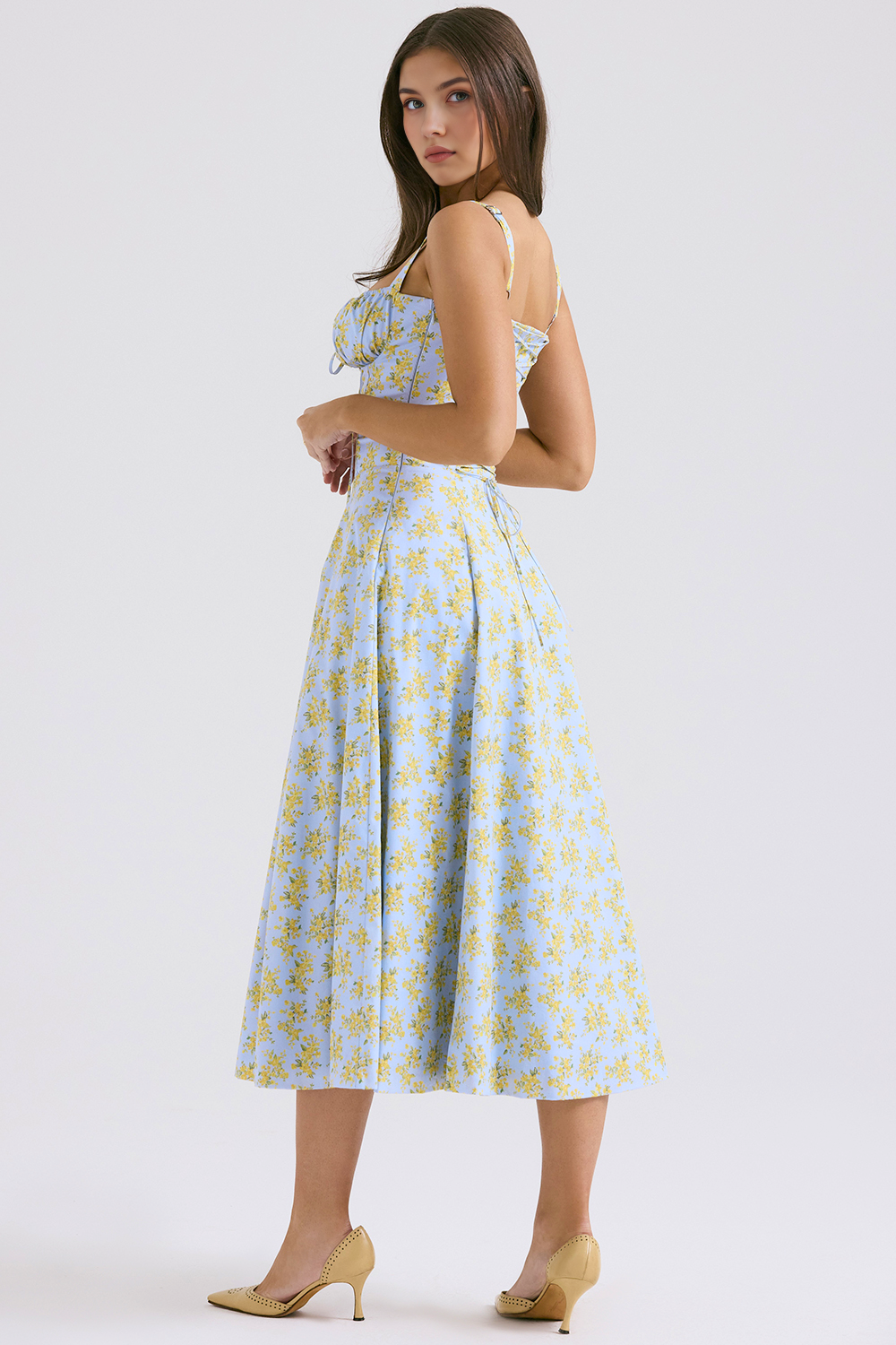 Lace-Up Midi Dress