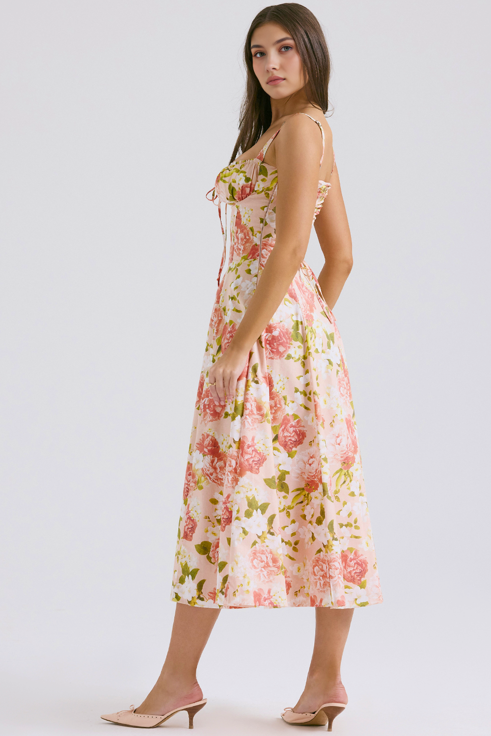 Lace-Up Midi Dress