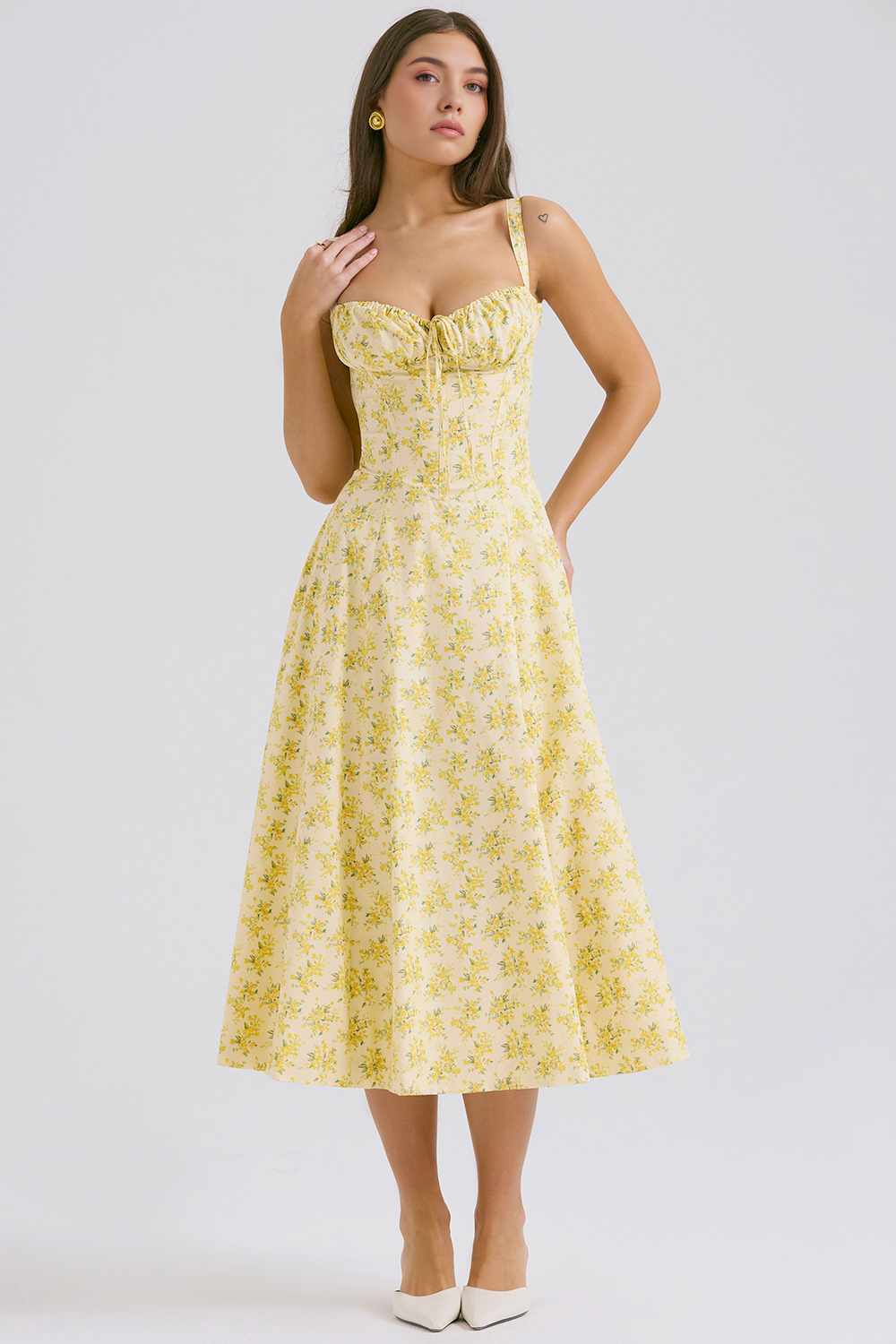 Lace-Up Midi Dress