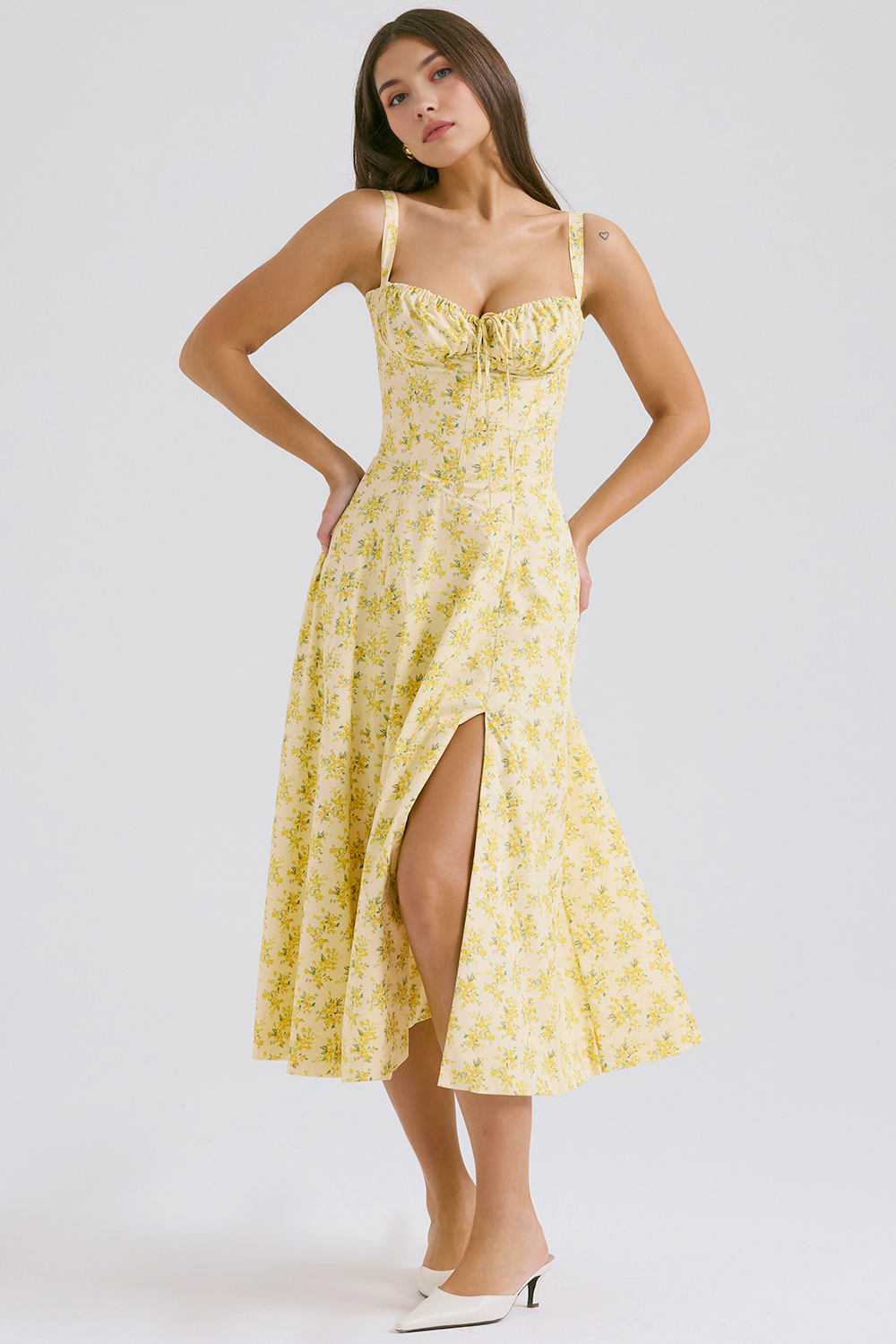 Lace-Up Midi Dress