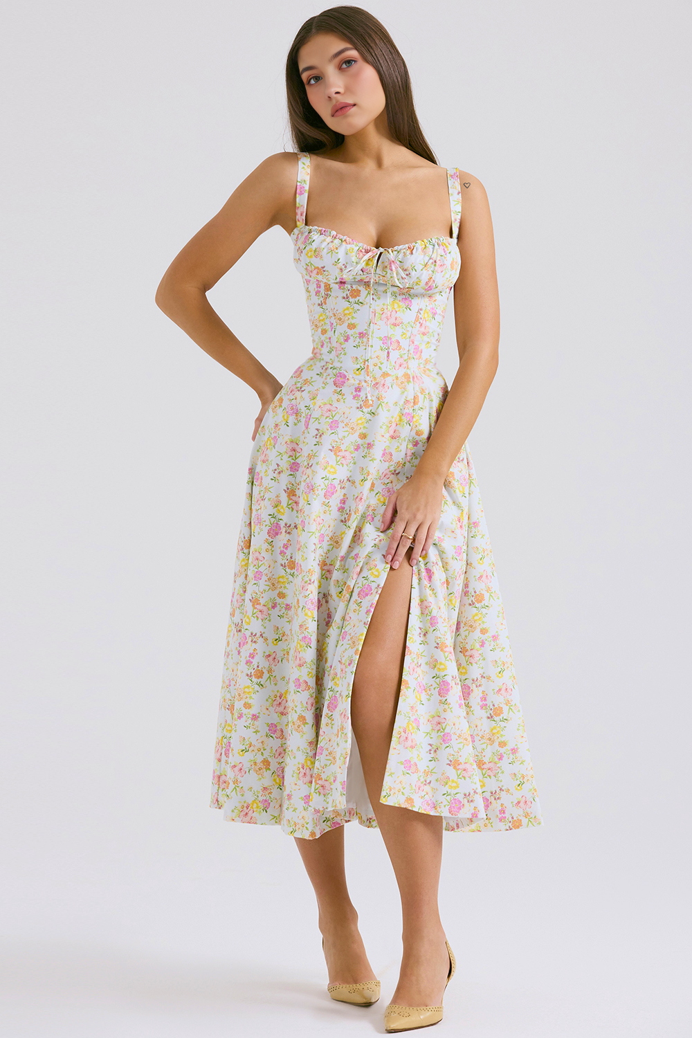 Lace-Up Midi Dress