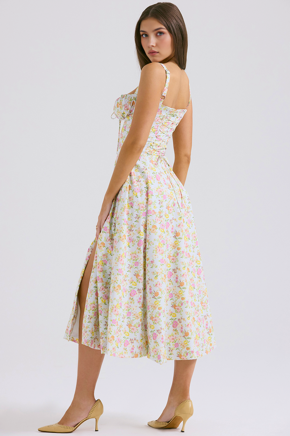 Lace-Up Midi Dress