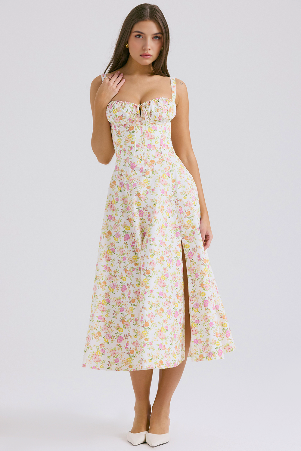 Lace-Up Midi Dress
