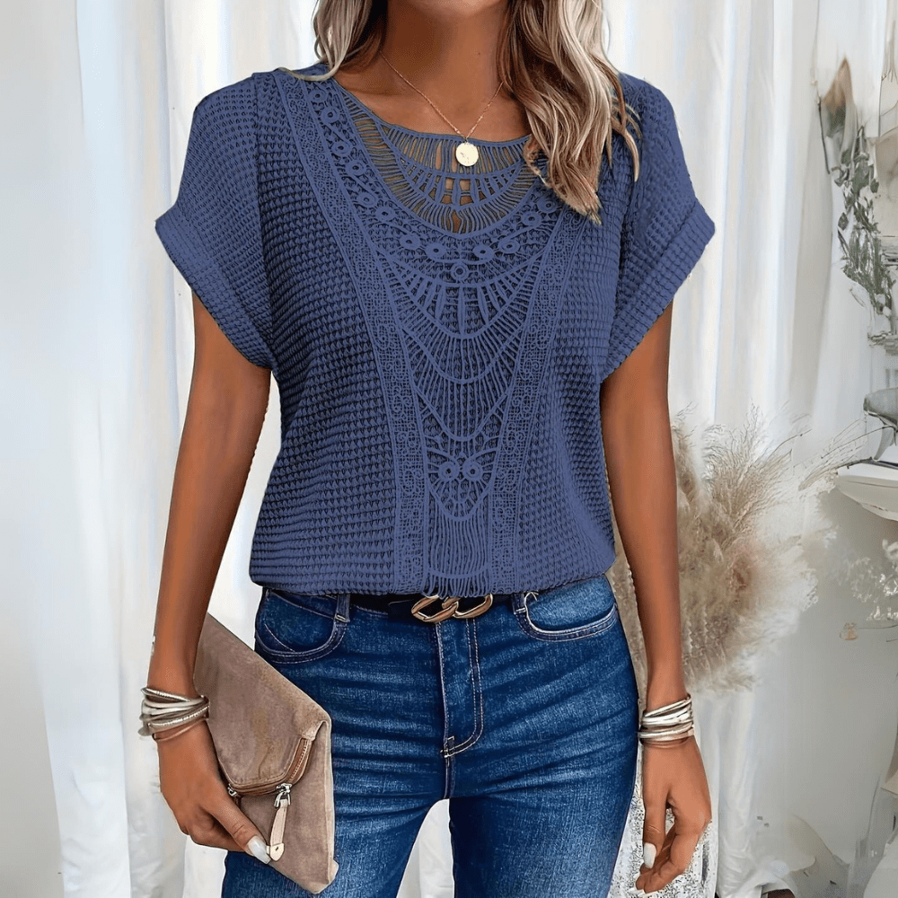 Lace-Accent Ibiza Blouse