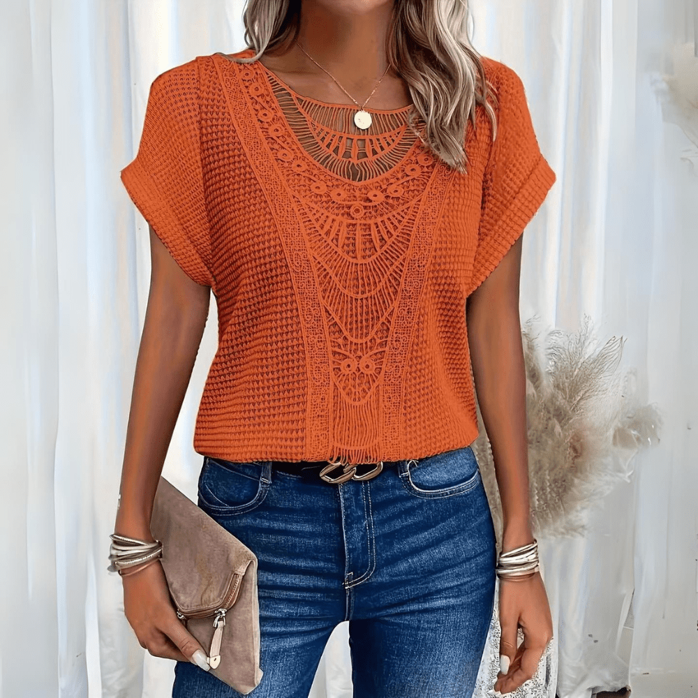 Lace-Accent Ibiza Blouse