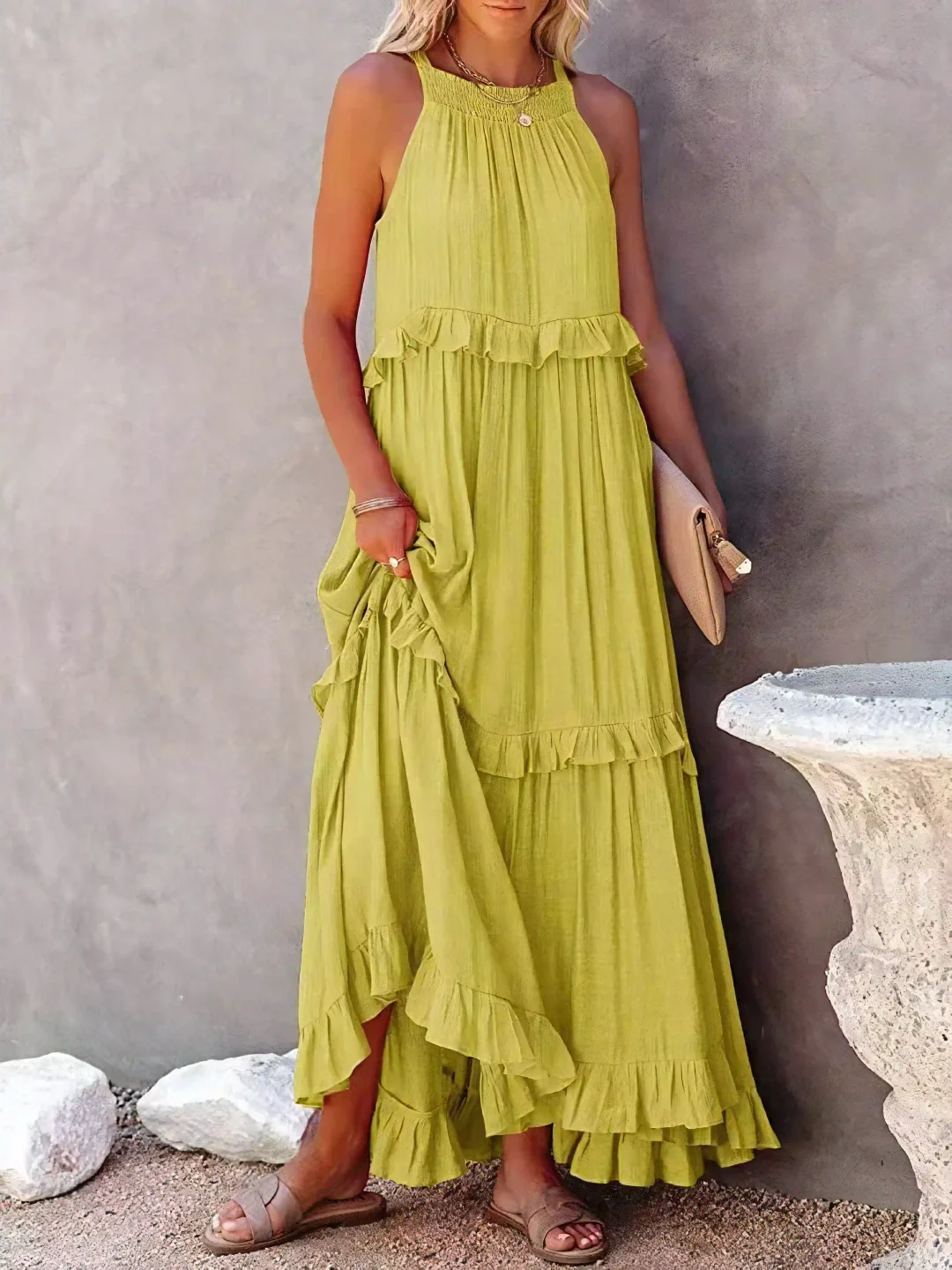 Ruffle-Breeze Maxi Dress