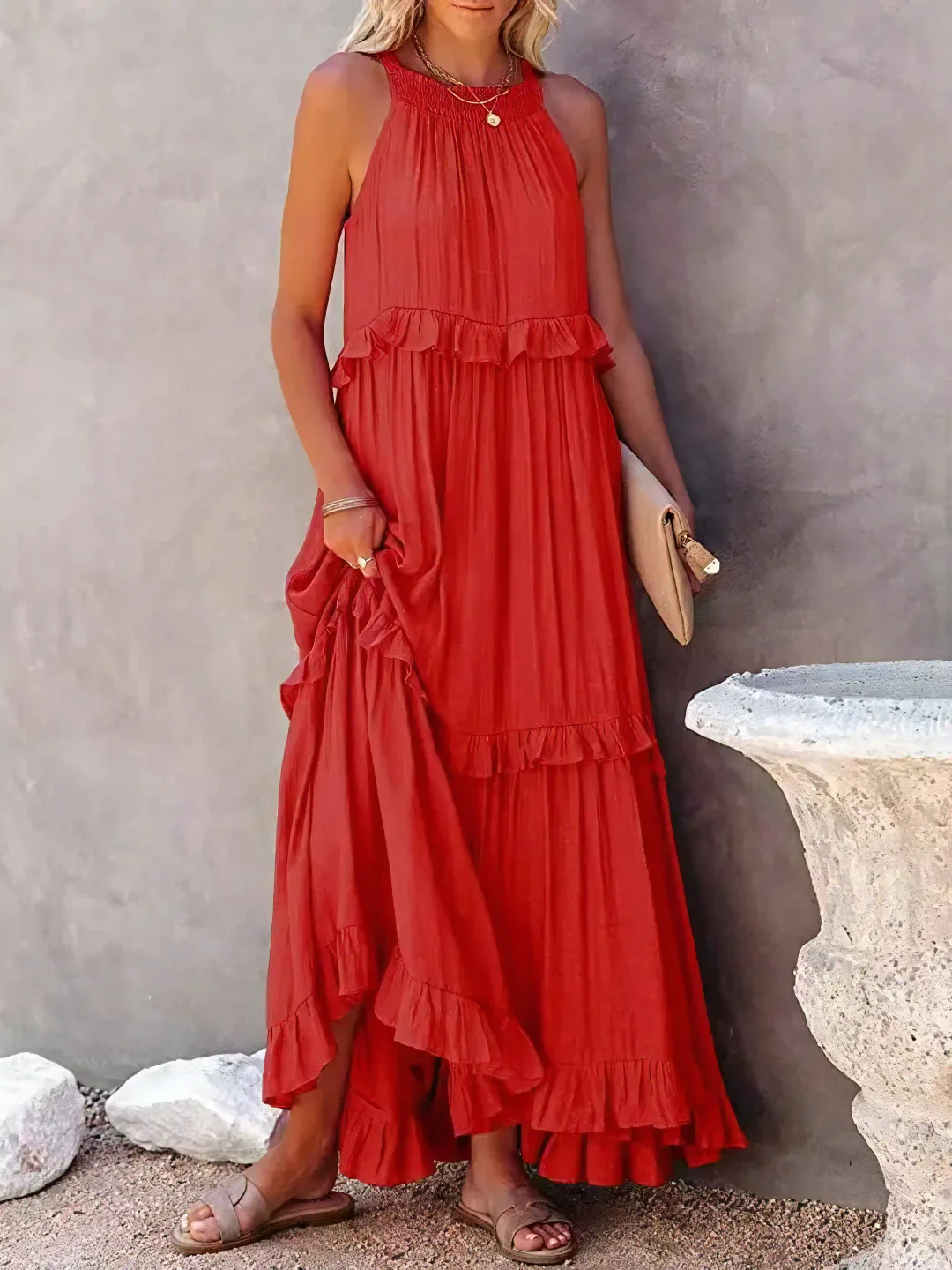 Ruffle-Breeze Maxi Dress