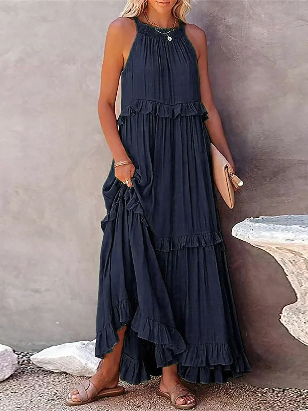 Ruffle-Breeze Maxi Dress